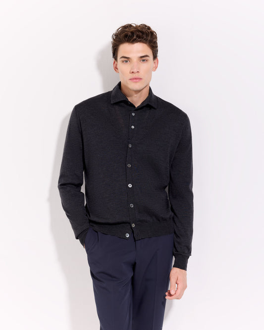 Buttoned cardigan Charcoal grey | Filippo De Laurentiis
