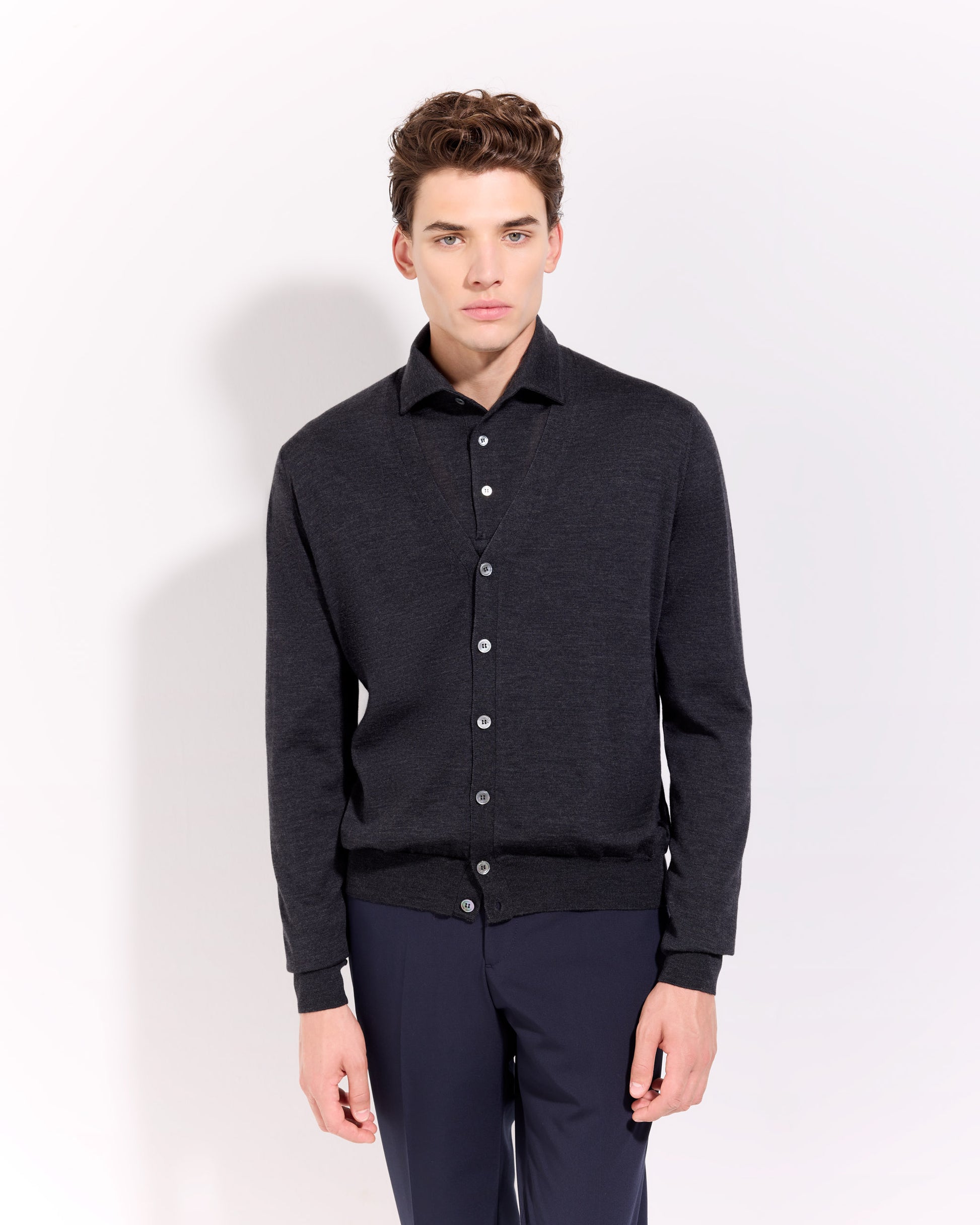 Cardigan con bottoni Antracite | Filippo De Laurentiis