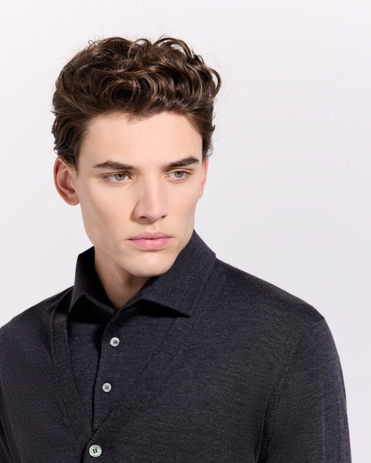 Buttoned cardigan Charcoal grey | Filippo De Laurentiis