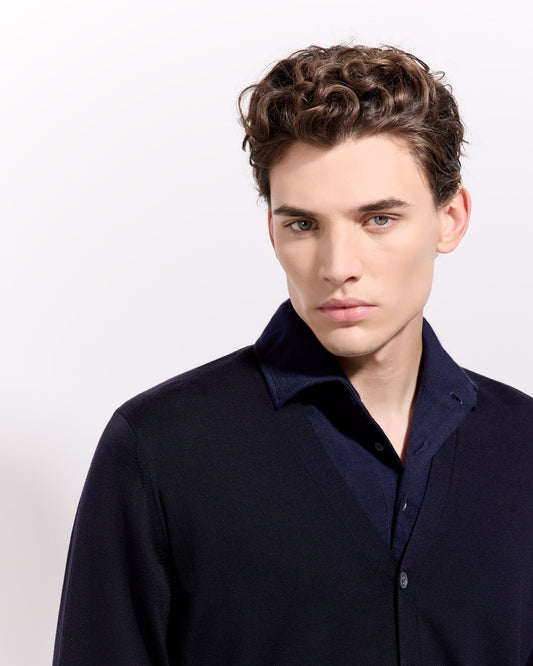 Buttoned cardigan Navy blue | Filippo De Laurentiis