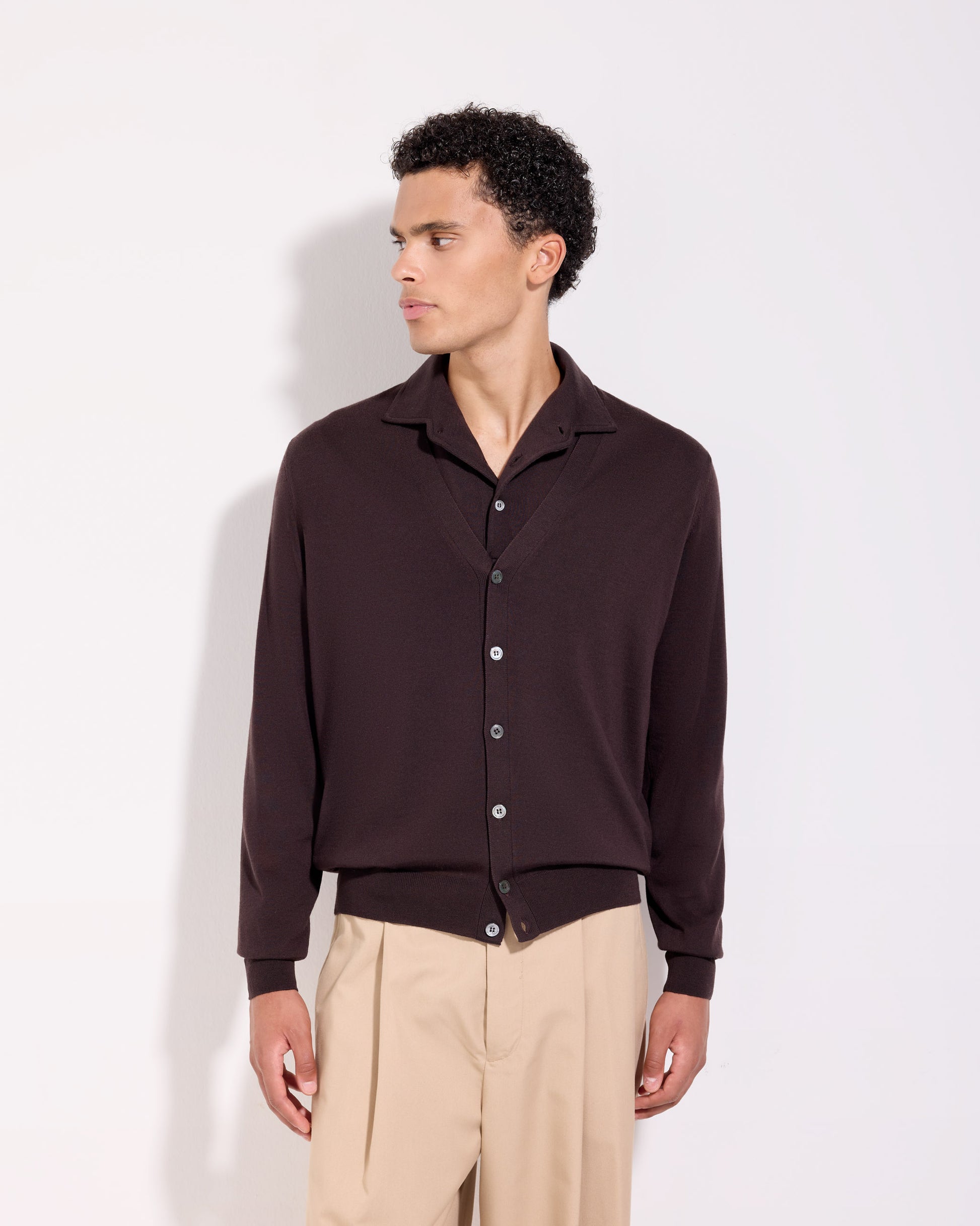 Cardigan con bottoni Caffè | Filippo De Laurentiis