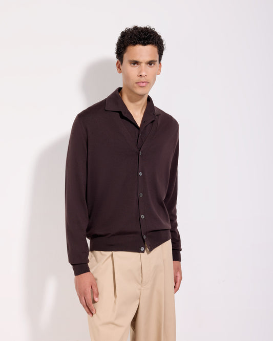 Buttoned cardigan Coffee brown | Filippo De Laurentiis