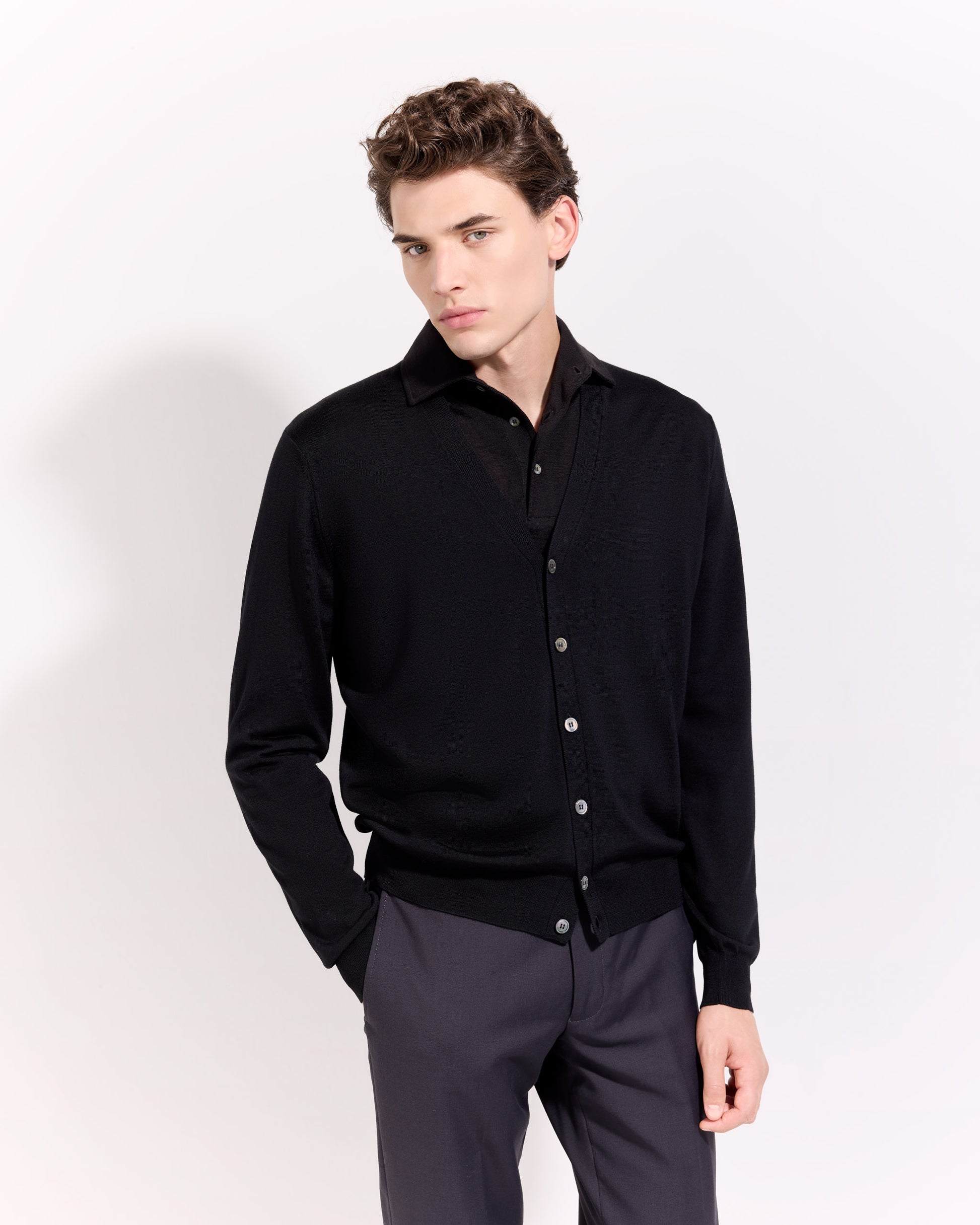 Buttoned cardigan Black | Filippo De Laurentiis
