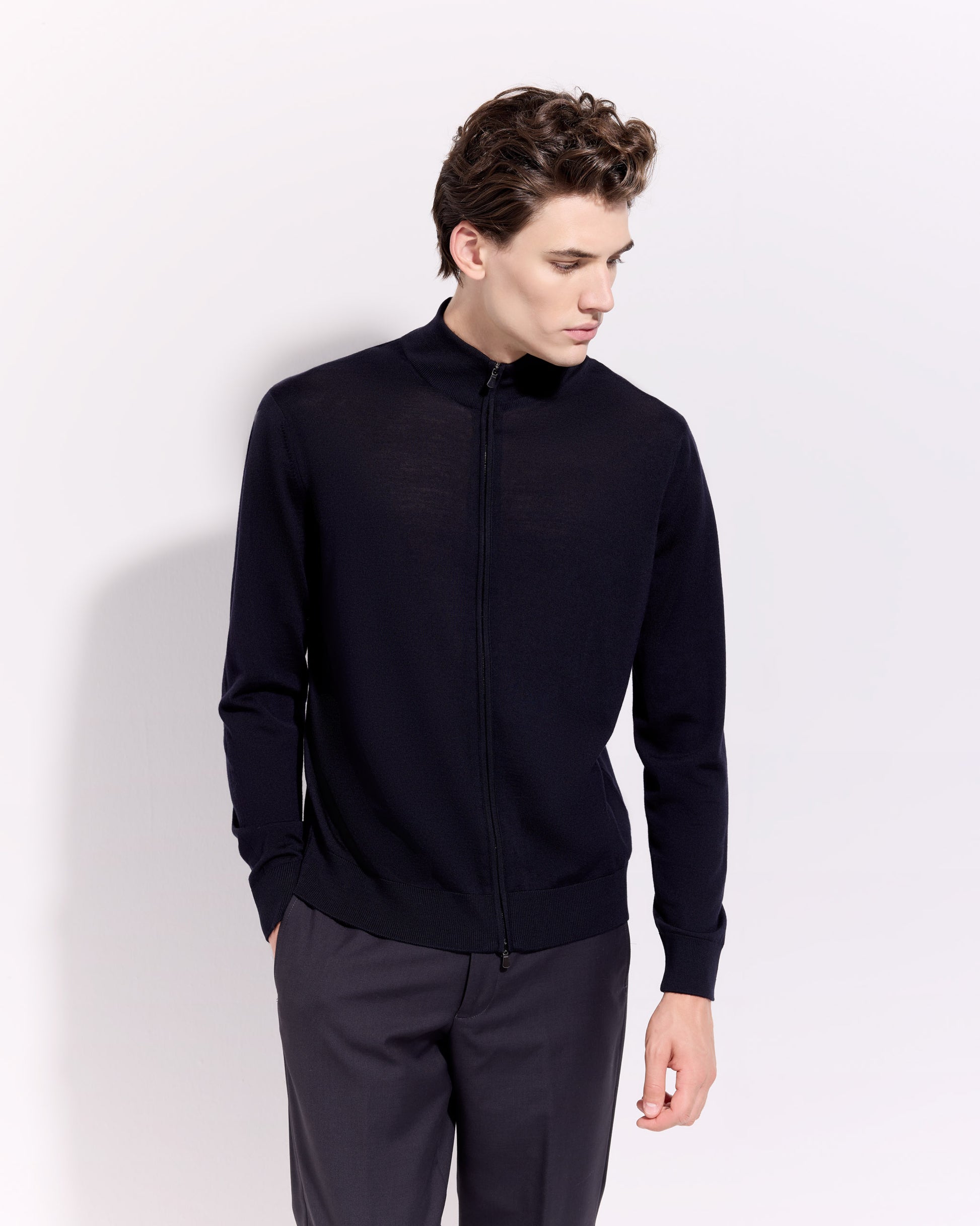 Cardigan con Zip Blu navy | Filippo De Laurentiis