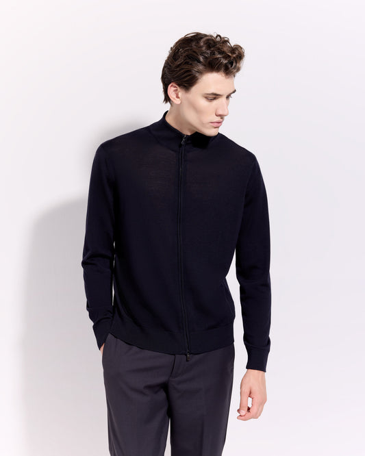 Cardigan con Zip Blu navy | Filippo De Laurentiis