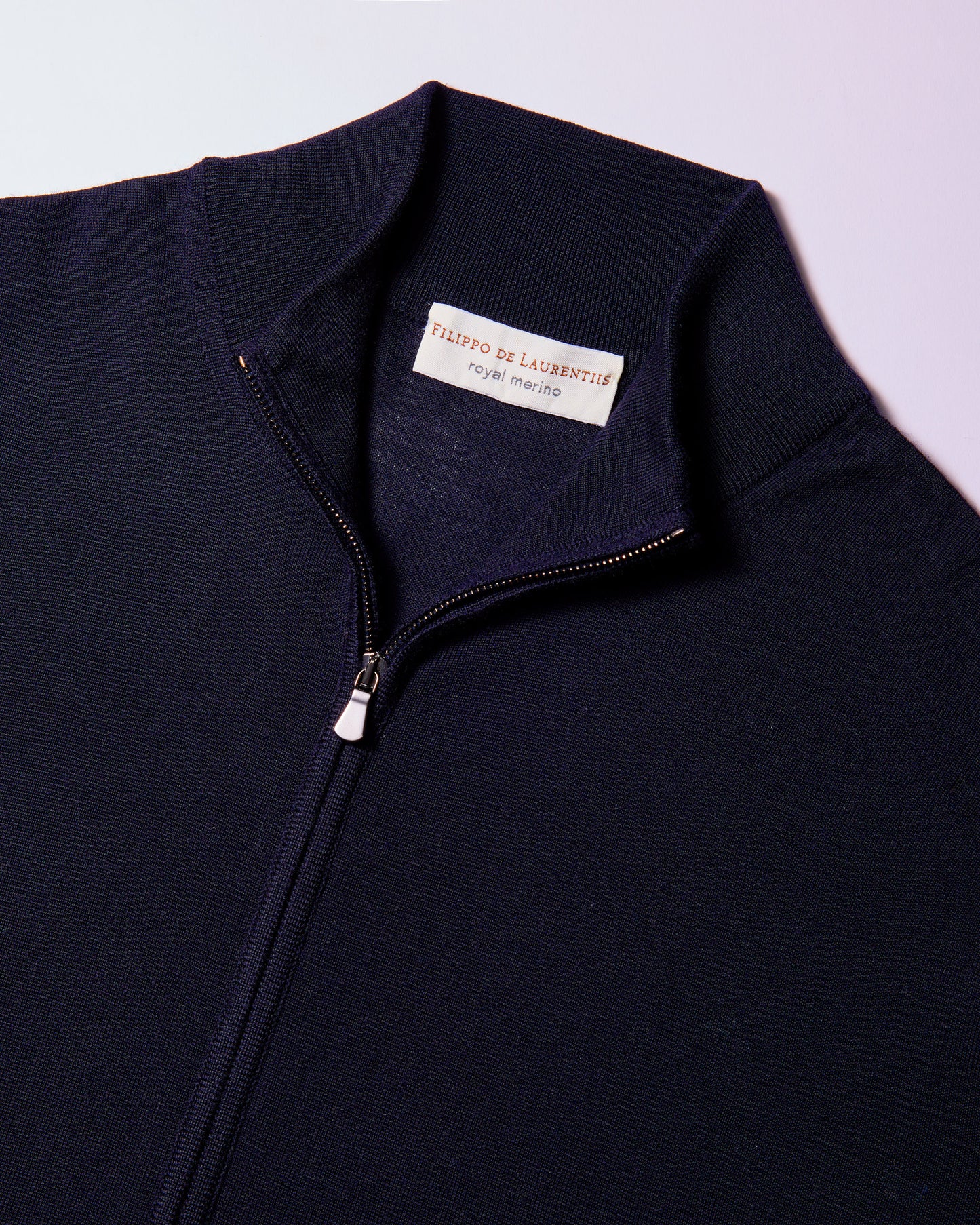 Cardigan full zip royal merino blu navy
