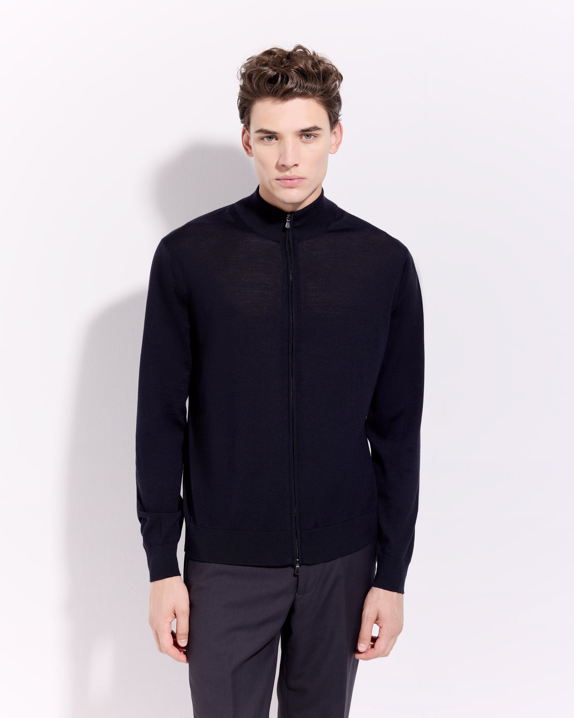 Cardigan con Zip Blu navy | Filippo De Laurentiis