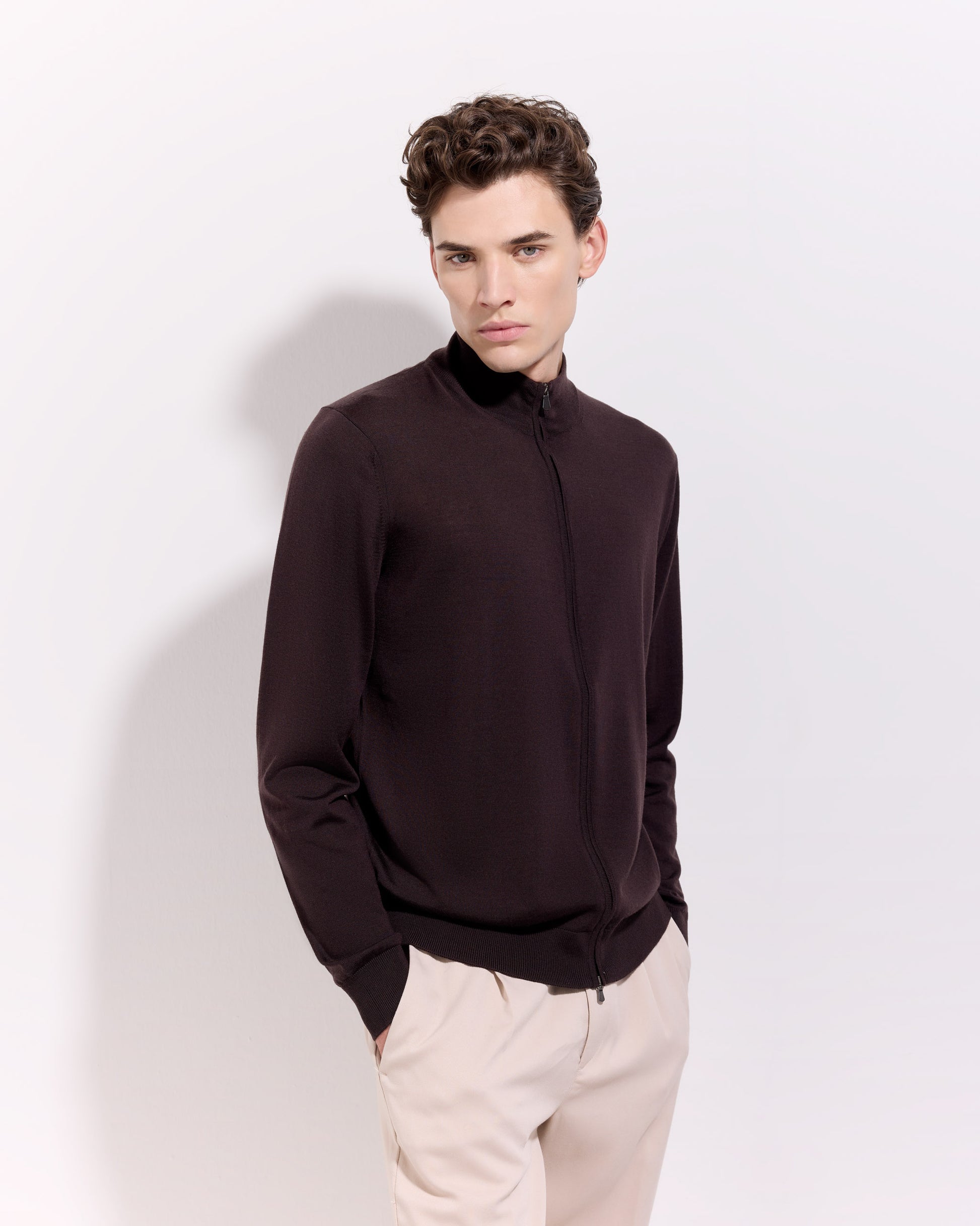 Cardigan con Zip Caffè | Filippo De Laurentiis