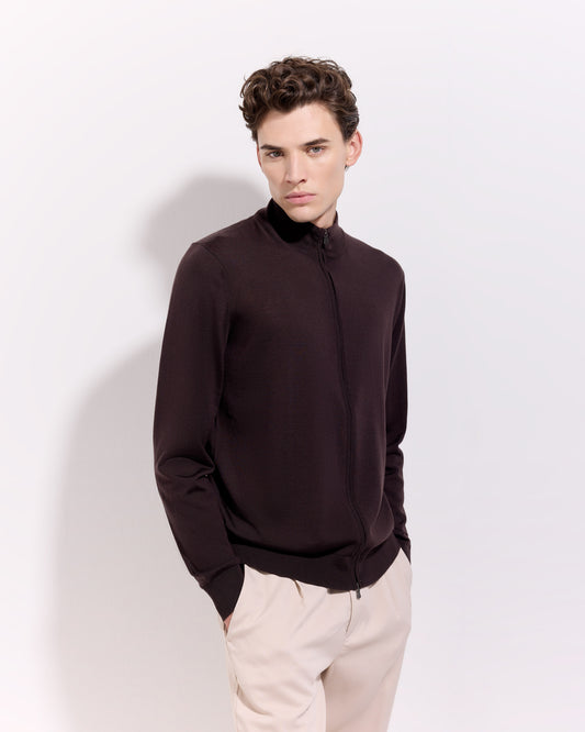 Cardigan con Zip Caffè | Filippo De Laurentiis