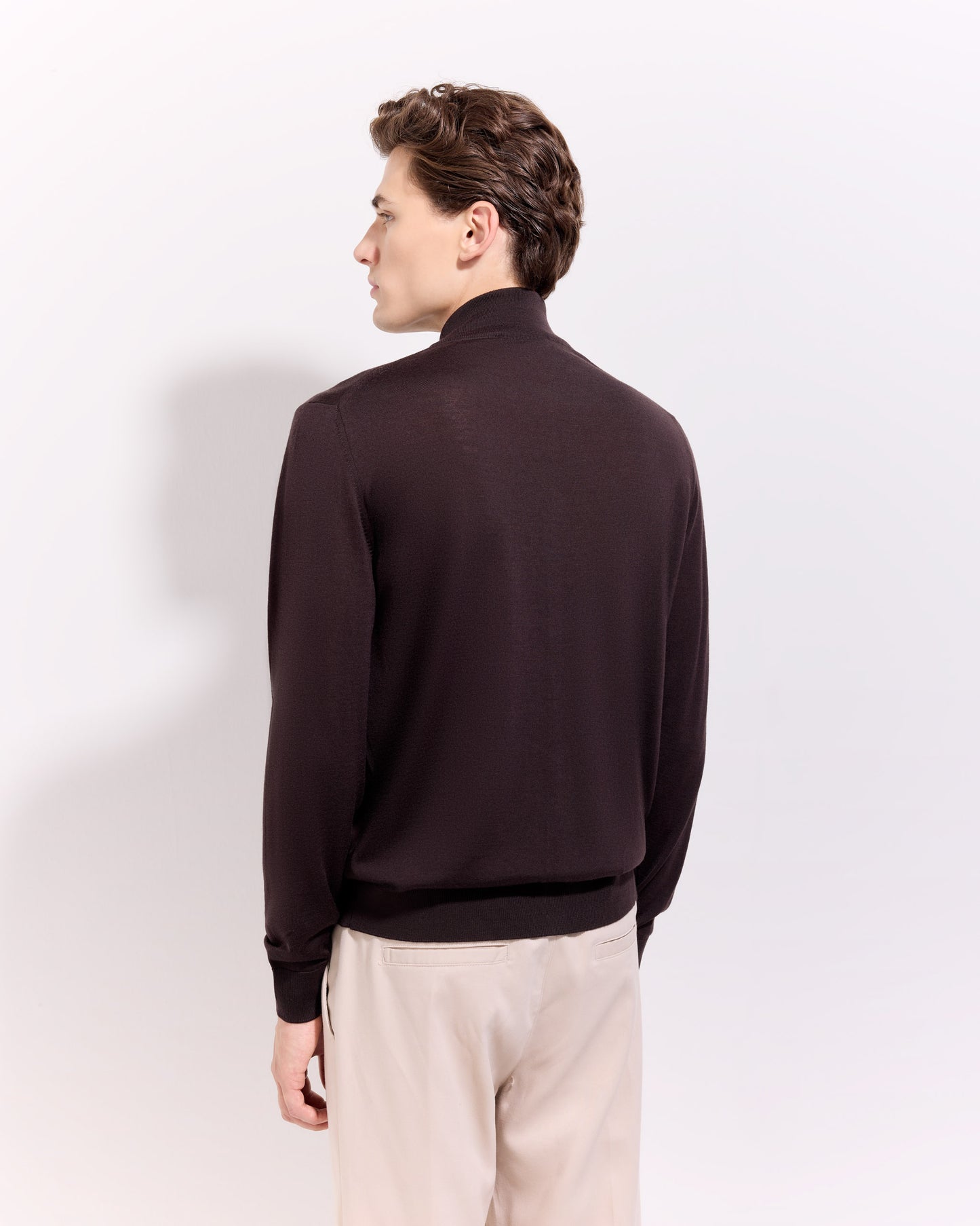 Cardigan full zip royal merino caffè