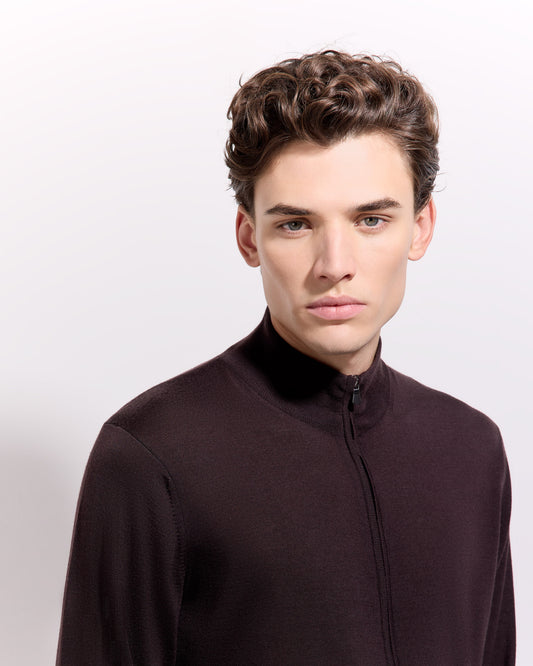 Cardigan con Zip Caffè | Filippo De Laurentiis