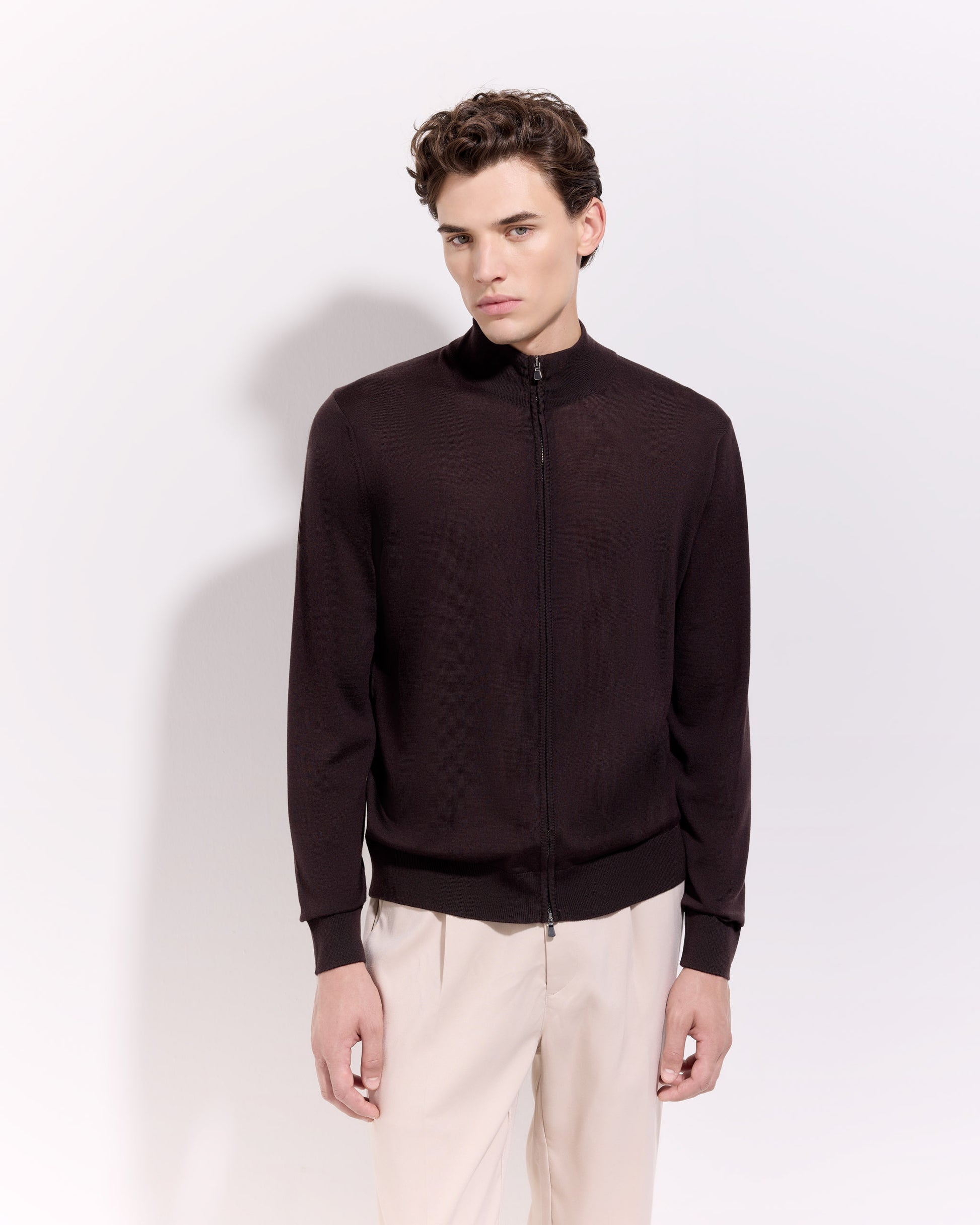 Cardigan con Zip Caffè | Filippo De Laurentiis