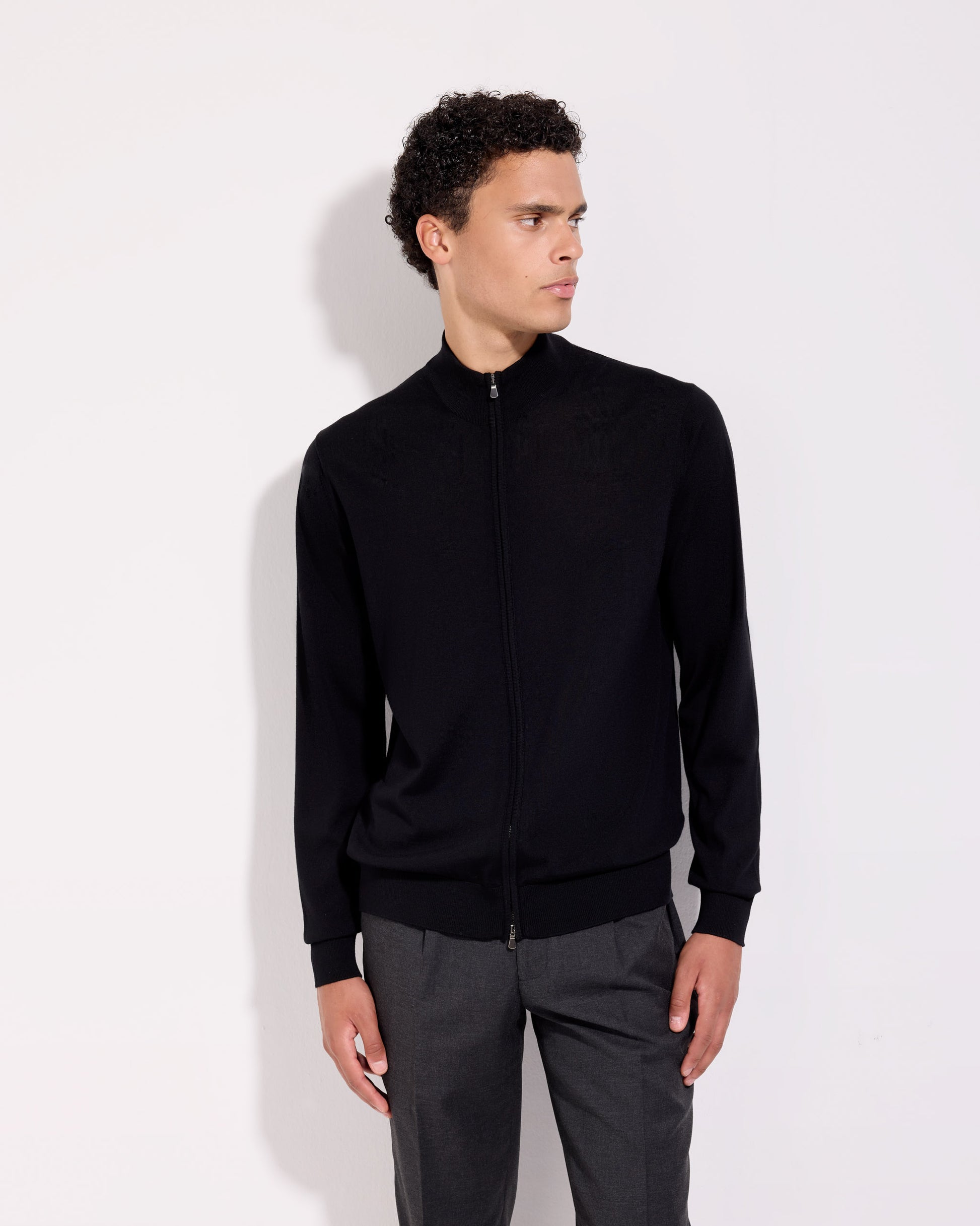 Cardigan con Zip Nero | Filippo De Laurentiis