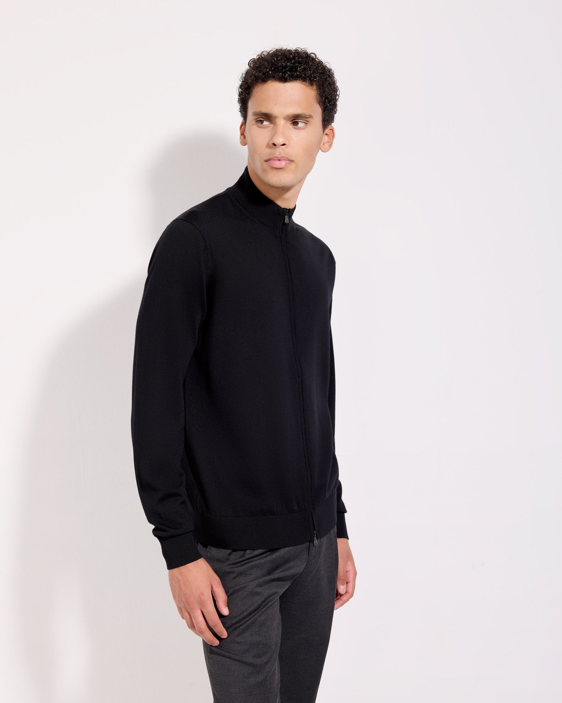 Cardigan con Zip Nero | Filippo De Laurentiis