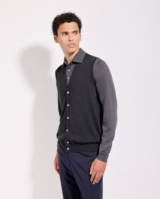 Gilet con bottoni Antracite | Filippo De Laurentiis
