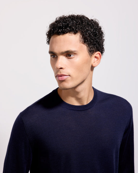 Crewneck sweater Navy blue | Filippo De Laurentiis