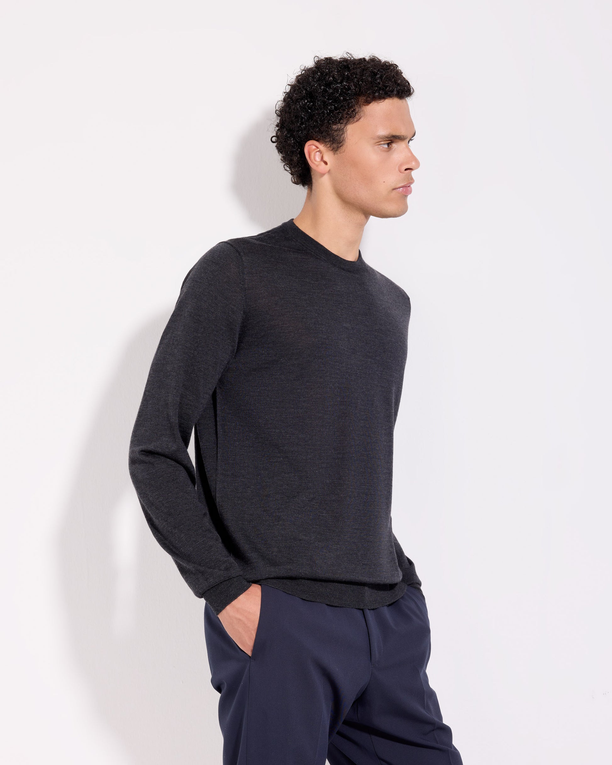 Crewneck sweater Charcoal grey | Filippo De Laurentiis
