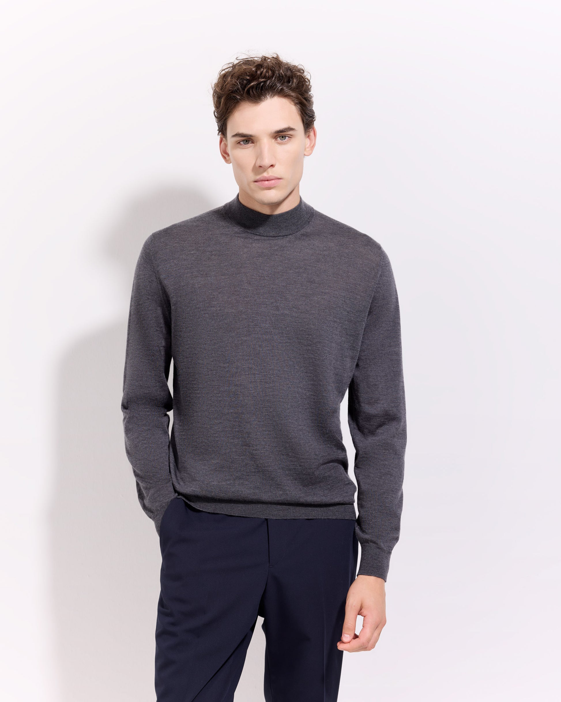 Mock neck sweater Graphite | Filippo De Laurentiis