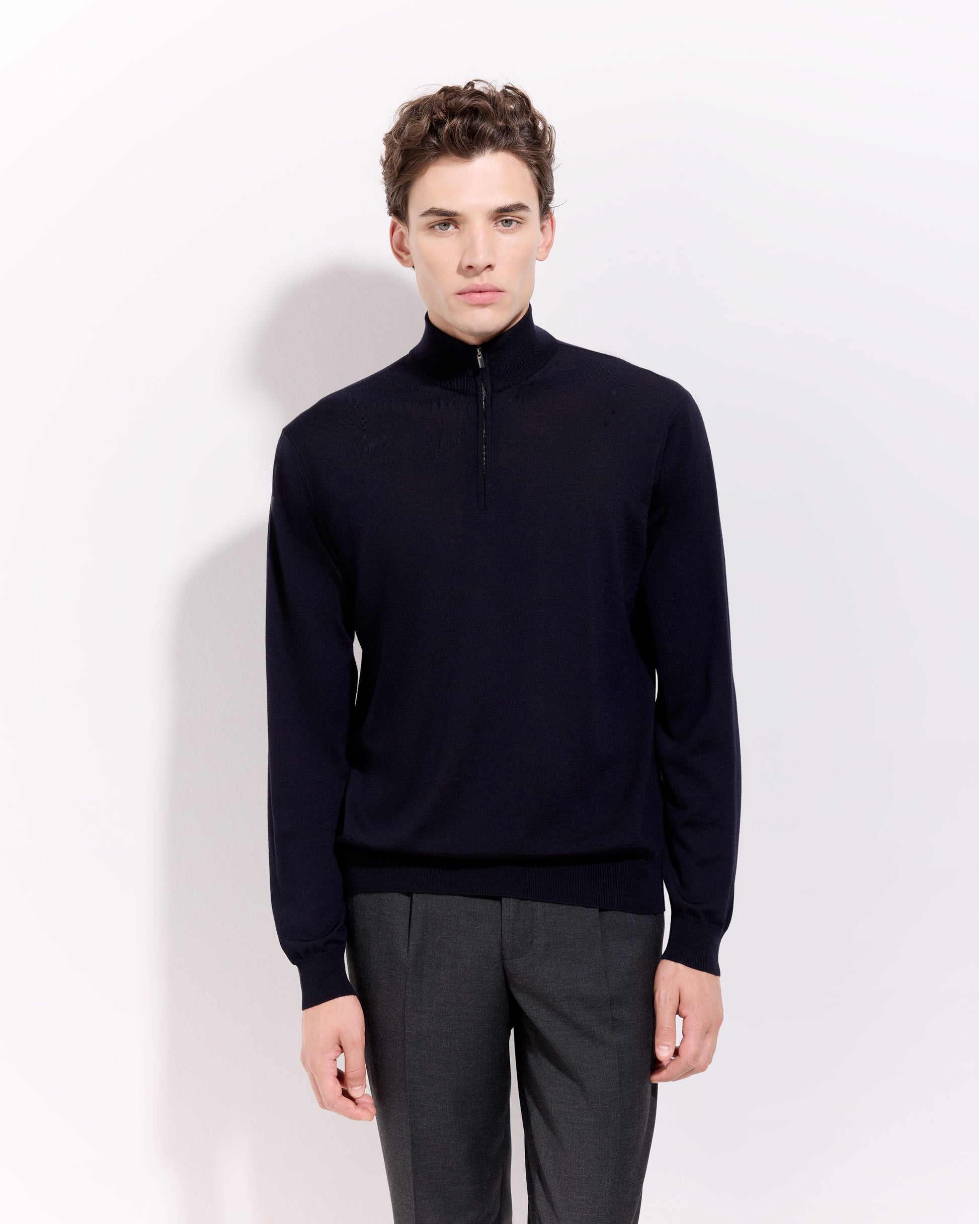 Maglia mezza zip Blu navy | Filippo De Laurentiis