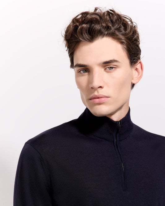 Maglia mezza zip Blu navy | Filippo De Laurentiis