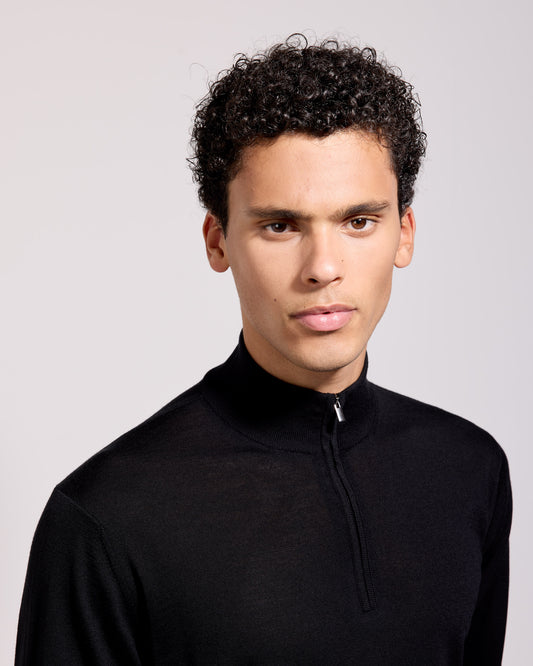 Maglia mezza zip Nero | Filippo De Laurentiis