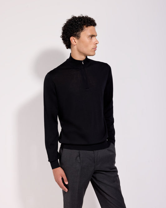 Maglia mezza zip Nero | Filippo De Laurentiis