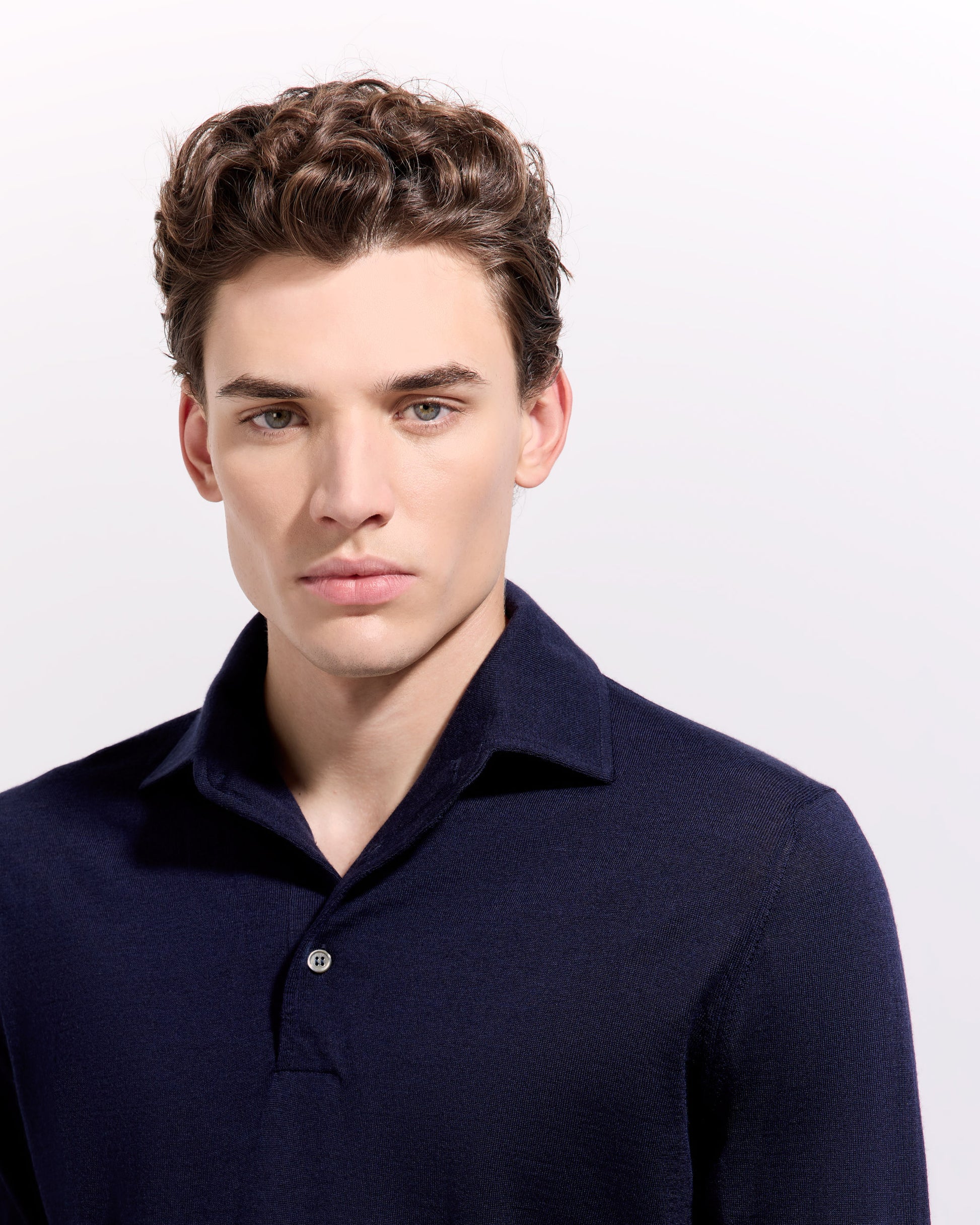 Polo collo con paramontura Blu navy | Filippo De Laurentiis