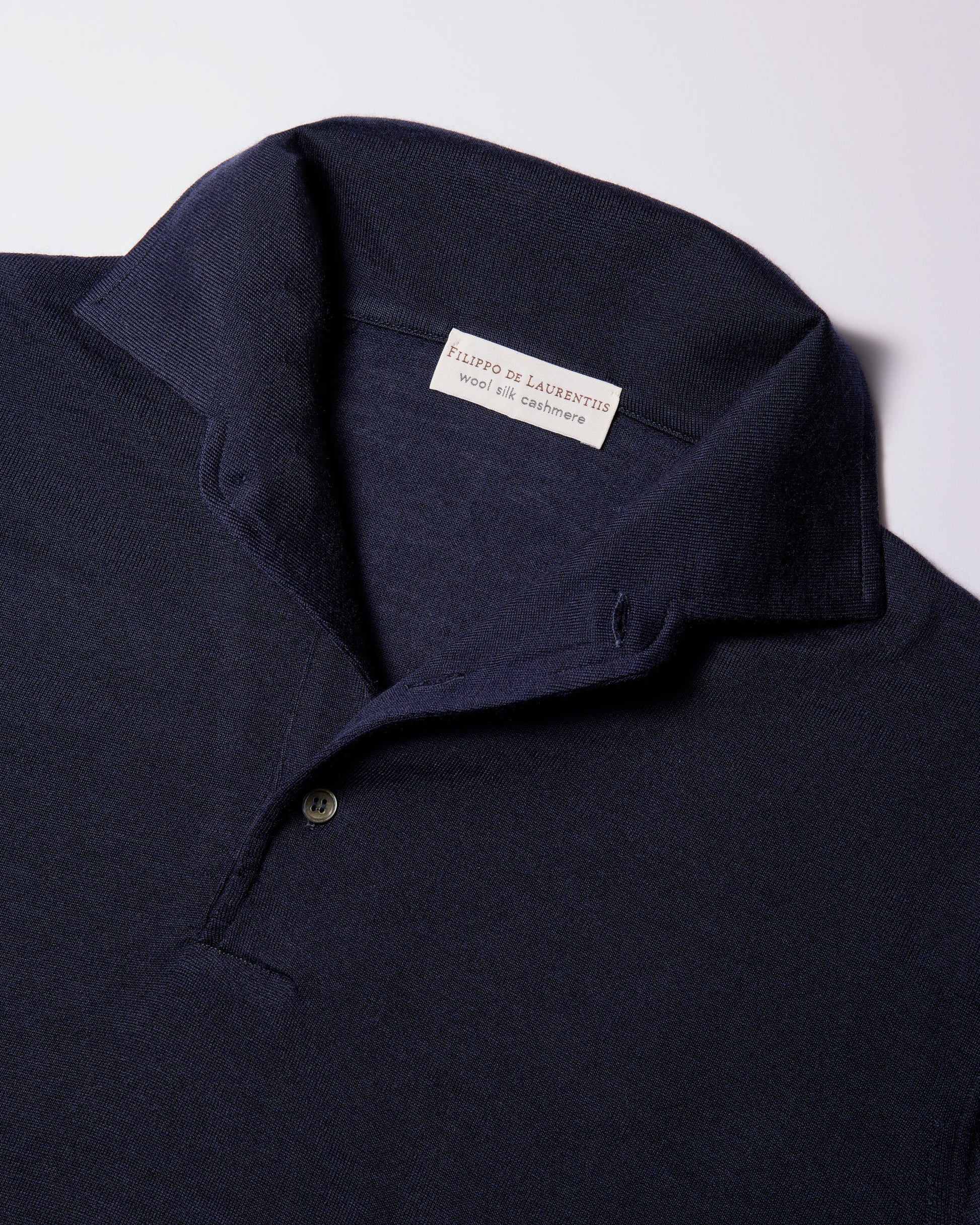Polo collo con paramontura Blu navy | Filippo De Laurentiis
