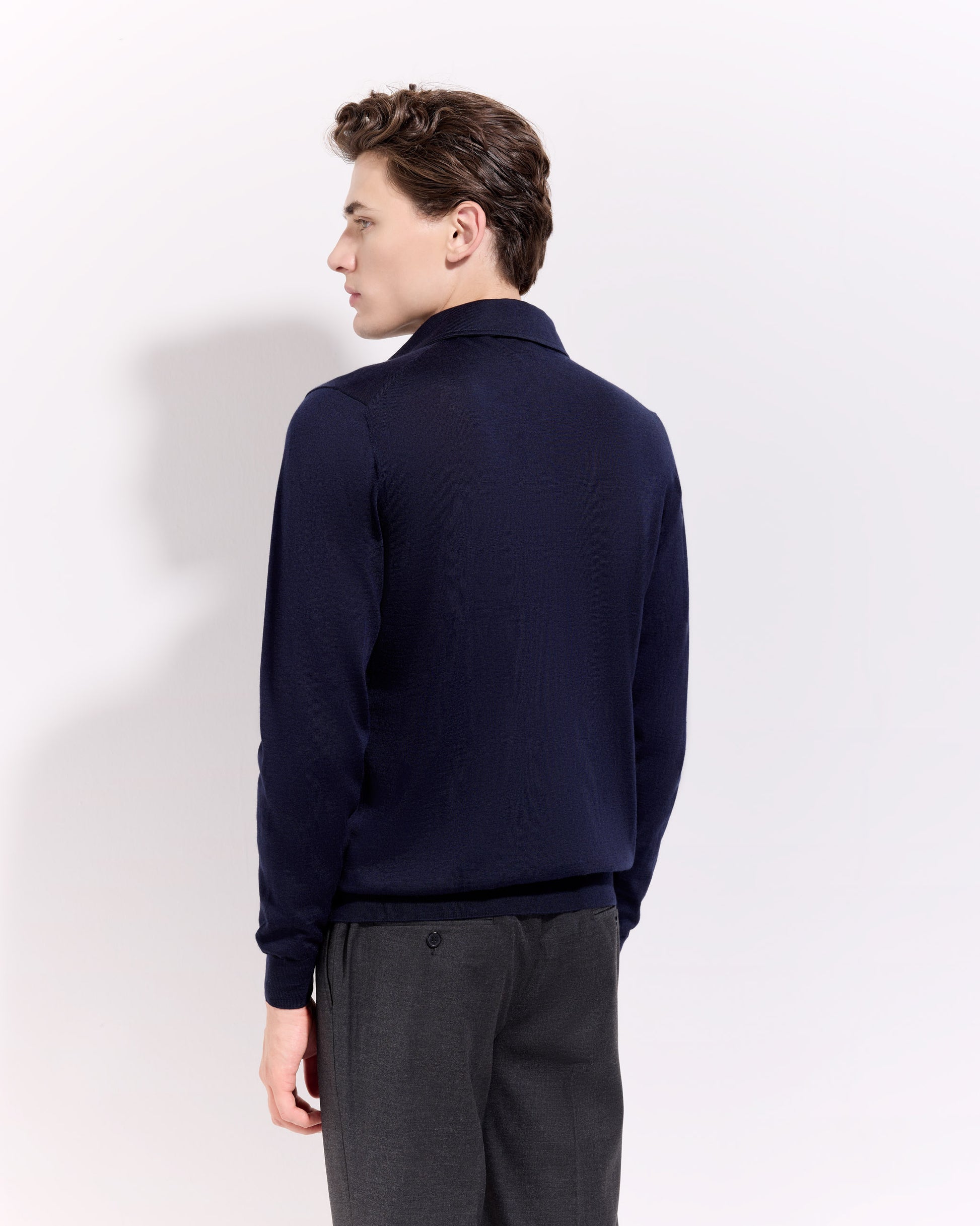 Polo collo con paramontura Blu navy | Filippo De Laurentiis