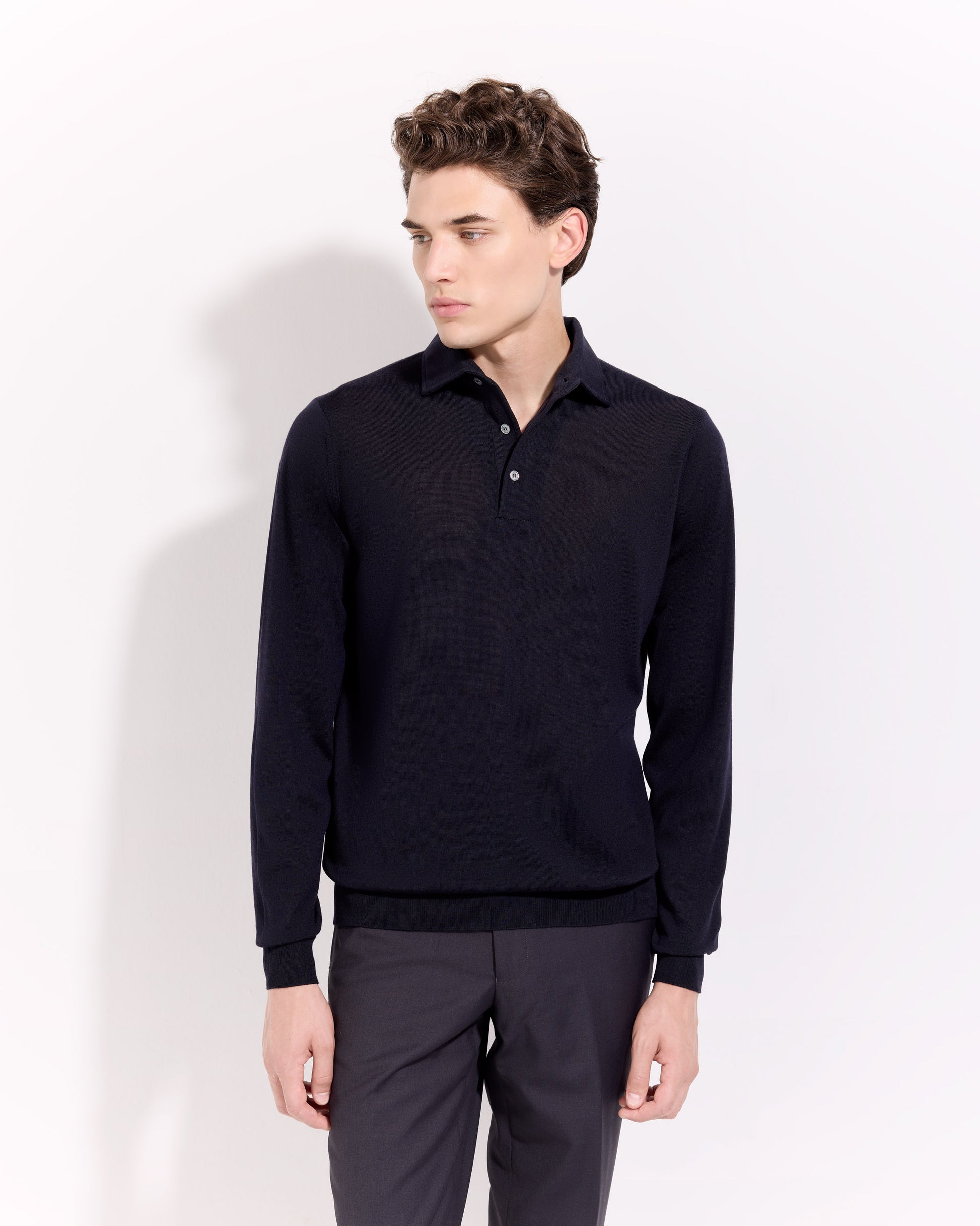 Polo collo con paramontura Blu navy | Filippo De Laurentiis