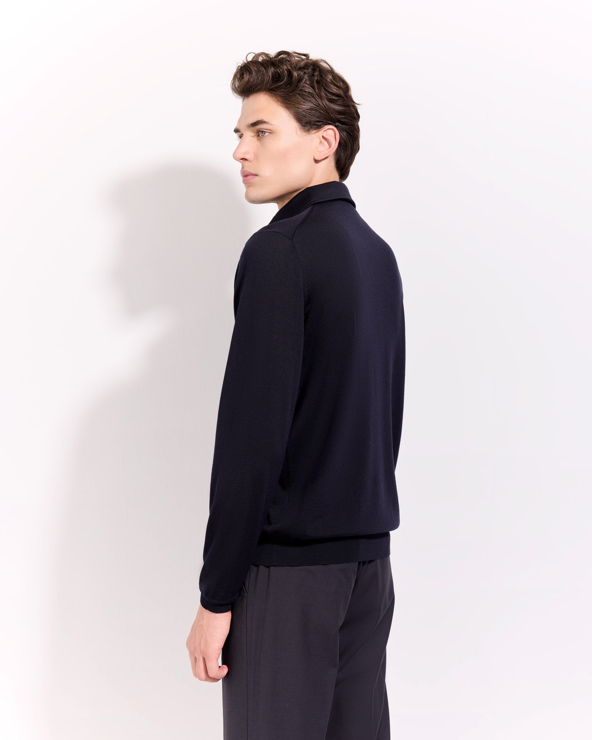 Polo collo con paramontura Blu navy | Filippo De Laurentiis
