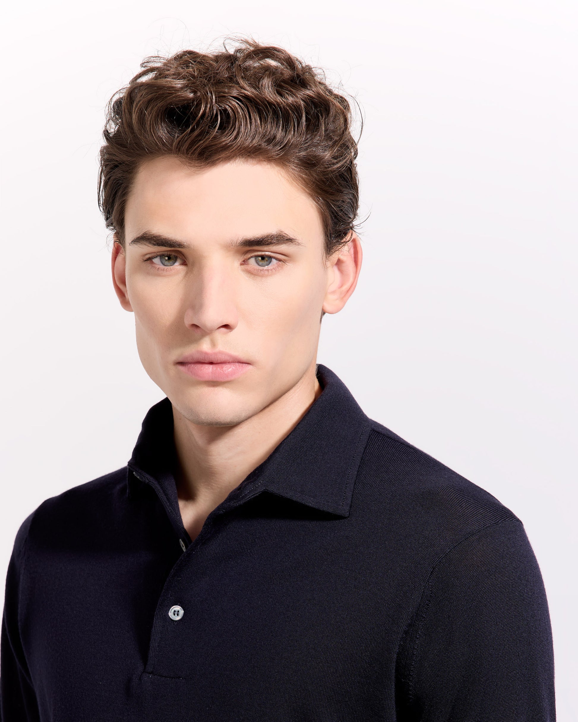 Polo collo con paramontura Blu navy | Filippo De Laurentiis