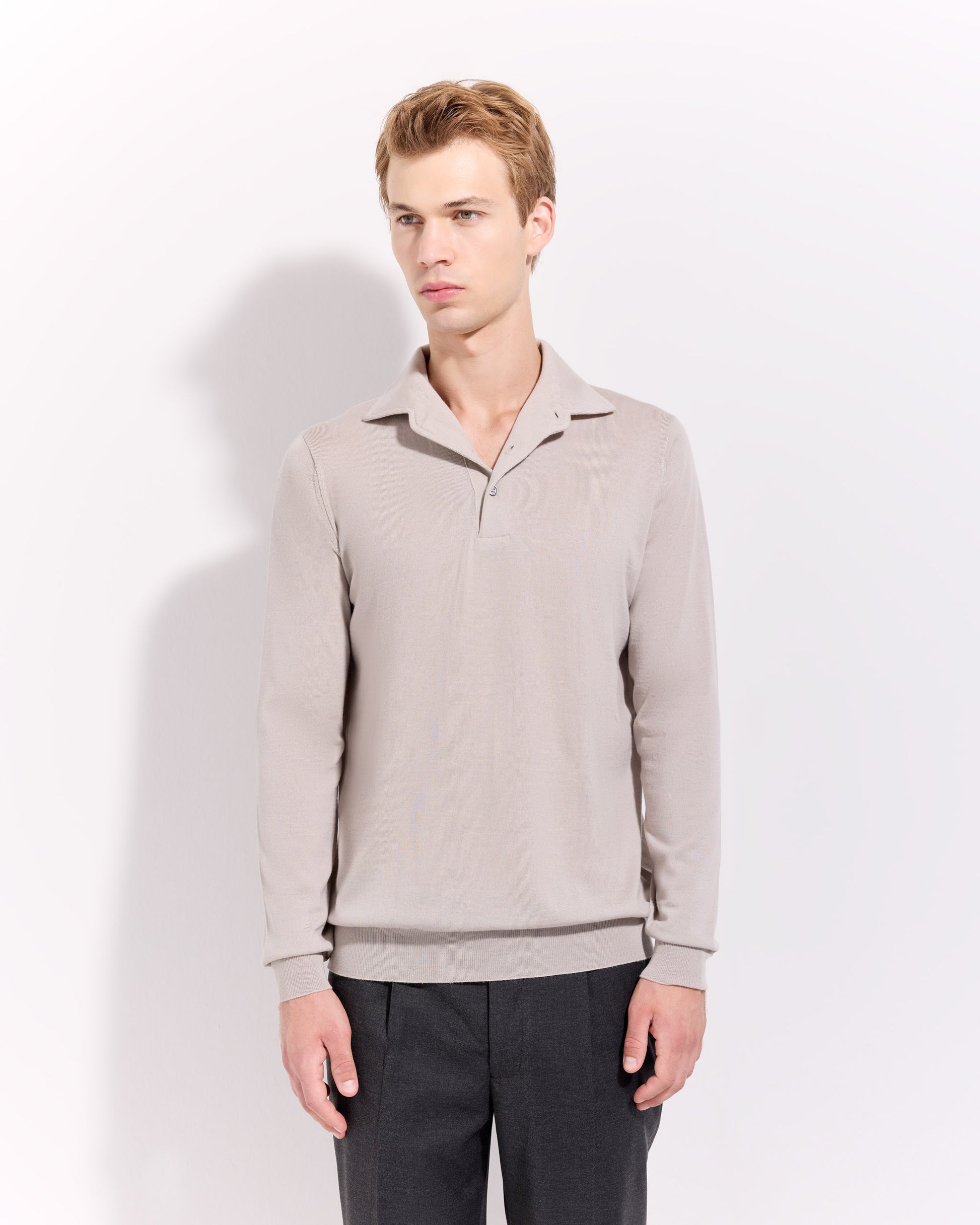 One piece collar polo sweater Beige | Filippo De Laurentiis