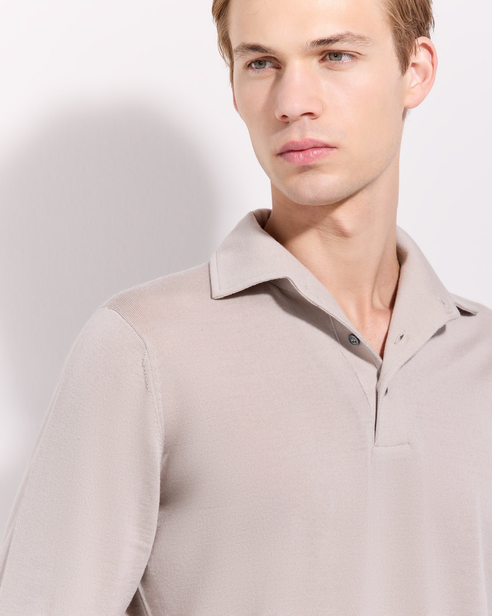 One piece collar polo sweater Beige | Filippo De Laurentiis