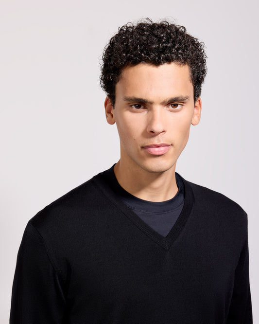 V-neck sweater  Black | Filippo De Laurentiis